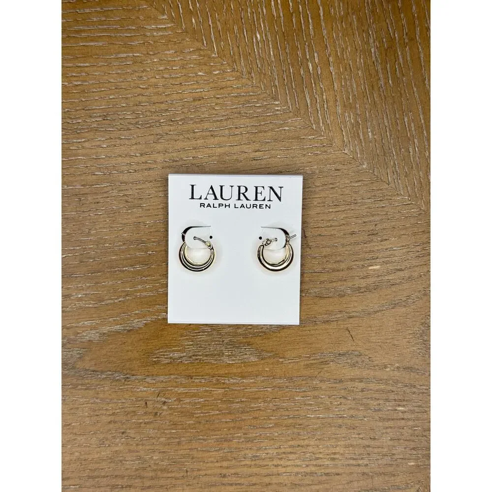 Lauren Ralph Lauren Gold Hoop Earrings Small Classic Double Hoop Minimalist